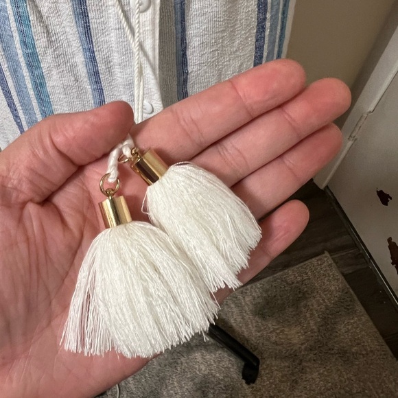 Splendid Linen Blend Full Button Blue Striped Short Sleeve Dress Size Small - Picture 6 of 7